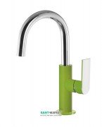 Змішувач для раковини Tres Loft colors одноважільний з поворотним виливом зелений/хром 20020504VE