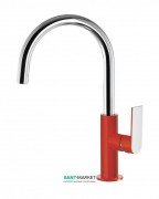 Змішувач для раковини Tres Loft colors одноважільний з поворотним виливом апельсиновий/хром 20020505RO