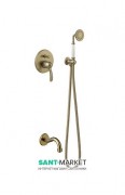 Душова система прихованого монтажу Tres Tres-Clasic з одноважільним змішувачем і виливом для ванни зістарена латунь 24218005LV
