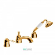 Змішувач на борт ванни Tres Tres-Clasic одноважільний з ручним душем золото 24214501OR