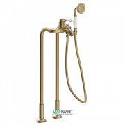 Смеситель для ванной Tres Tres-Сlasic однорычажный с напольным водозабором и ручным душем состаренная латунь матовая 24219402LM