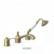 Смеситель на борт ванны Tres Tres-Сlasic однорычажный с ручным душем состаренная латунь 24214501LV