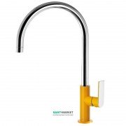 Змішувач для раковини Tres Loft colors одноважільний з поворотним виливом 232 мм янтарно-жовтий/хром 20020506AM