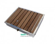 Піддон з вбудованим душем нержавіюча сталь/тік коричневий AQA 95