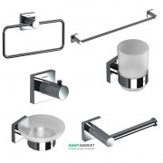 Комплект аксесуарів 6 в 1 Sonia Line для ванної кімнати матове скло/латунь хром 179640