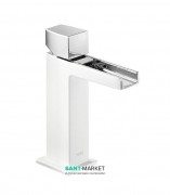 Смеситель для раковины Tres Slim-Tres с открытым каскадным изливом белый/хром 20211002BL