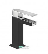 Змішувач для раковини Tres Slim-Tres з відкритим каскадним виливом чорний/хром 20211001NE