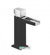 Змішувач для раковини Tres Slim-Tres з відкритим каскадним виливом чорний/хром 20211002NE