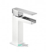 Змішувач для раковини Tres Slim-Tres з відкритим каскадним виливом білий/хром 20211001BL