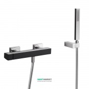 Змішувач для душа Tres Slim colors одноважільний з ручним душем чорний/хром 20216701NE