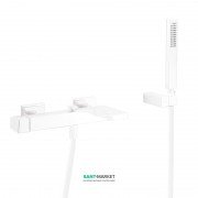 Змішувач для ванни Tres Slim colors з ручним душем білий матовий 20217001BM