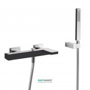 Змішувач для ванни Tres Slim colors з ручним душем чорний/хром 20217001NE