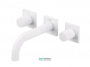 Змішувач для раковини Tres Project colors настінний двовентильний вилив 164 мм білий матовий 21115101BM