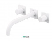 Змішувач для раковини Tres Project colors настінний двовентильний вилив 214 мм білий матовий 21115201BM