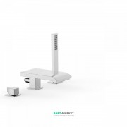Смеситель на борт ванны Tres Slim-Tres с каскадным изливом и ручным душем хром 20266102