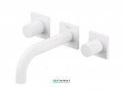 Смеситель для раковины Tres Project colors настенный двухвентильный излив 164 мм белый матовый 21115101BM