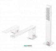 Змішувач на борт ванни Tres Slim colors з ручним душем білий матовий 20216103BM