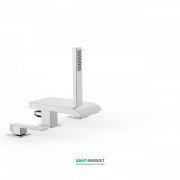 Смеситель на борт ванны Tres Slim-Tres с каскадным изливом и ручным душем хром 20266101
