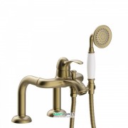 Змішувач на борт ванни Tres Tres-Clasic одноважільний з ручним душем зістарена латунь 24219401LV