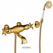 Термостат для ванної Tres Tres-Clasic двовентильний з ручним душем золото 24217409OR