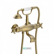 Термостат для ванної Tres Tres-Clasic двовентильний з ручним душем і кронштейном зістарена латунь 24217609LV
