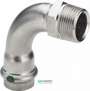 Угольник переходной 90° Viega Sanpress Inox 2314 с SC‑Contur 15хR½ нержавеющая сталь 436896