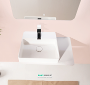 Раковина для ванної підвісна кам'яна Volle Solid surface з поличкою 58х37 см білий 13-40-415