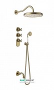 Душова система прихованого монтажу Tres Tres-Clasic з термостатом верхнім і ручним душем зістарена латунь 24235301LV