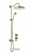 Душова система прихованого монтажу Tres Tres-Clasic з термостатом і штангою зістарена латунь 24235203LV