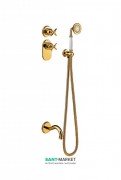 Душевая система скрытого монтажа Tres Tres-Сlasic с термостатом ручным душем и изливом для ванны золото 24235201OR