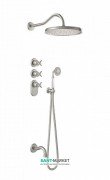 Душевая система скрытого монтажа Tres Tres-Сlasic с термостатом верхним и ручным душем сталь 24235301AC