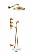 Душевая система скрытого монтажа Tres Tres-Сlasic с термостатом верхним и ручным душем золото 24235301OR