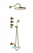 Душова система прихованого монтажу Tres Tres-Clasic з термостатом верхнім і ручним душем зістарена латунь матова 24235301LM