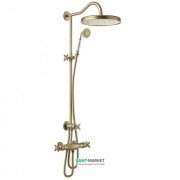Душевая стойка Tres Tres-Сlasic с термостатом верхним и ручным душем состаренная латунь 24219501LV