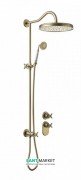 Душова система прихованого монтажу Tres Tres-Clasic з термостатом і штангою зістарена латунь матова 24235203LM
