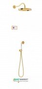 Електронна душова система прихованого монтажу Tres Tres-Clasic з термостатом і виливом для ванни золото/білий 09226301OR