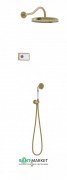 Електронна душова система прихованого монтажу Tres Tres-Clasic з термостатом і виливом для ванни зістарена латунь матова/білий 09226301LM
