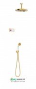 Електронна душова система прихованого монтажу Tres Tres-Clasic з термостатом і виливом для ванни золото/білий 09226302OR