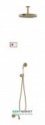 Електронна душова система прихованого монтажу Tres Tres-Clasic з термостатом і виливом для ванни зістарена латунь матова/білий 09226302LM