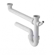 Сифон для подвійної кухонної раковини Geberit з кутовим шланговим з'єднувачем 152.597.11.1