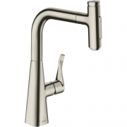 Змішувач для кухні Hansgrohe Metris Select M71 з висувною лійкою сталь 73822800