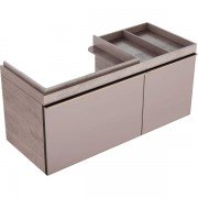 Тумба для раковины Geberit Citterio с двумя выдвижными ящиками и полкой справа ДСП бежевое глянцевое стекло/бежевый дуб 500.562.JI.1500.562.JI.1