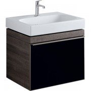 Тумба для раковины Geberit Citterio с одним выдвижным ящиком ДСП черное глянцевое стекло/серо-коричневый дуб 500.556.JJ.1