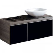 Тумба для раковины Geberit Citterio с двумя выдвижными ящиками и полкой ДСП черный/серо-коричневый дуб 500.565.JJ.1
