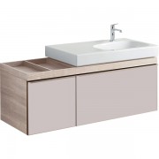 Тумба для раковины Geberit Citterio с двумя выдвижными ящиками и полкой слева ДСП бежевое глянцевое стекло/бежевый дуб 500.568.JI.1
