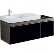 Тумба для раковини Geberit Citterio з двома висувними ящиками і полицею праворуч ДСП чорне глянцеве скло/сіро-коричневий 500.567.JJ.1