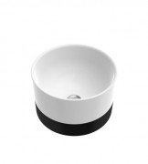 Раковина для ванної Marmorin Duo II Black Panel накладна без крила литий камінь білий/чорний P_U_536_03_0380