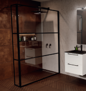 Стенка душевая Riho Grid GB402 90 см черный/прозрачное стекло GB4090030