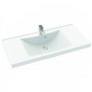 Раковина для ванної Marmorin Moris 1000 врізна з крилом литий камінь білий P_U_550_03_1000