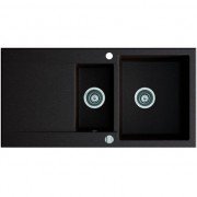 Мийка для кухні Marmorin Debra 1,5k 1o з крилом врізна штучний камінь чорний 436 513 002